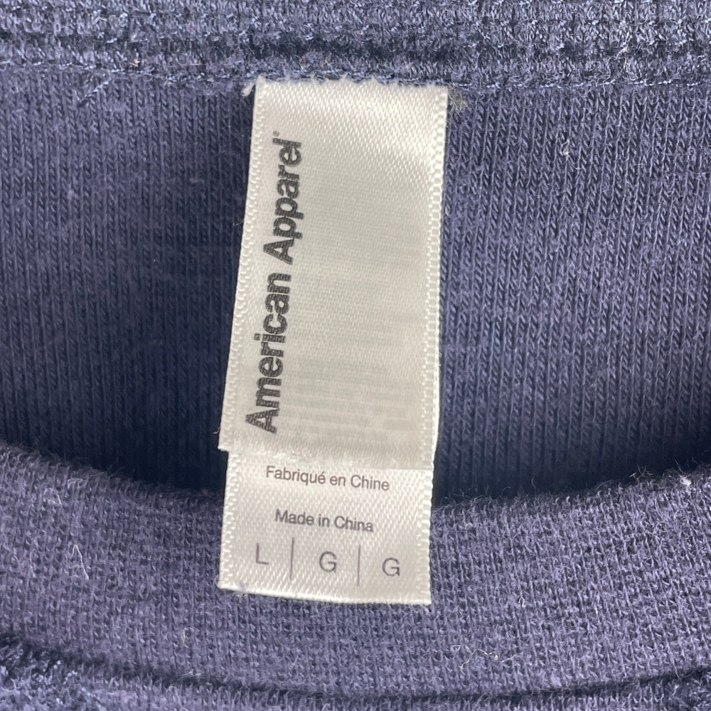 American Apparel Navy Blue Terry Cloth Crew Neck T-Shirt Mens Sz L Modern Casual - Picture 4 of 6